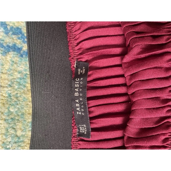 Zara Burgundy Velvet Midi Skirt - Picture 5 of 5